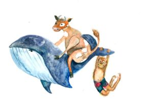 Kuh, Wal und Affe