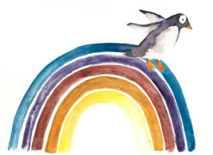 Pinguin auf Regenbogen